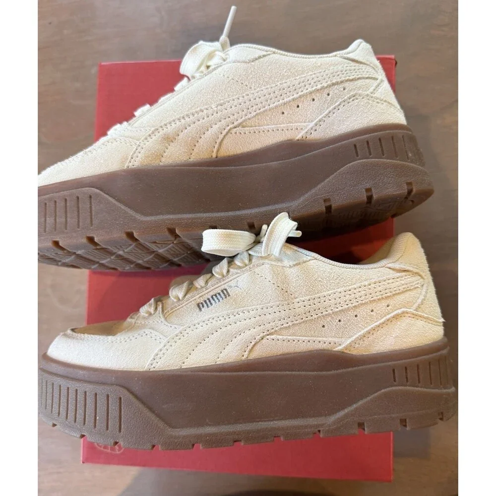 Puma Sneaker Karmen II Idol Size 4.5 M Jr. Ivory Silver Kids Platform Off White - Picture 5 of 11